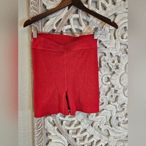 FP Movement by Free People Red Ribbed Bike Shorts